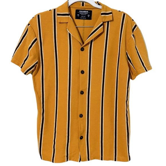 Pull&Bear vertical stripe button up knit shirt s